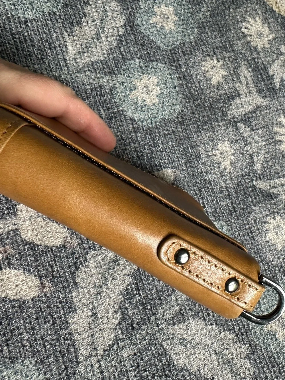 Bullcaptain Tan Leather Compact Zip Wallet with Key Ring